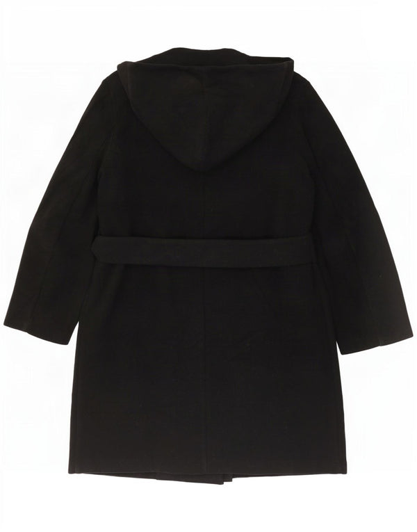 Женское двубортное пальто с капюшоном Zara UK 18 XL, черный полиэстер