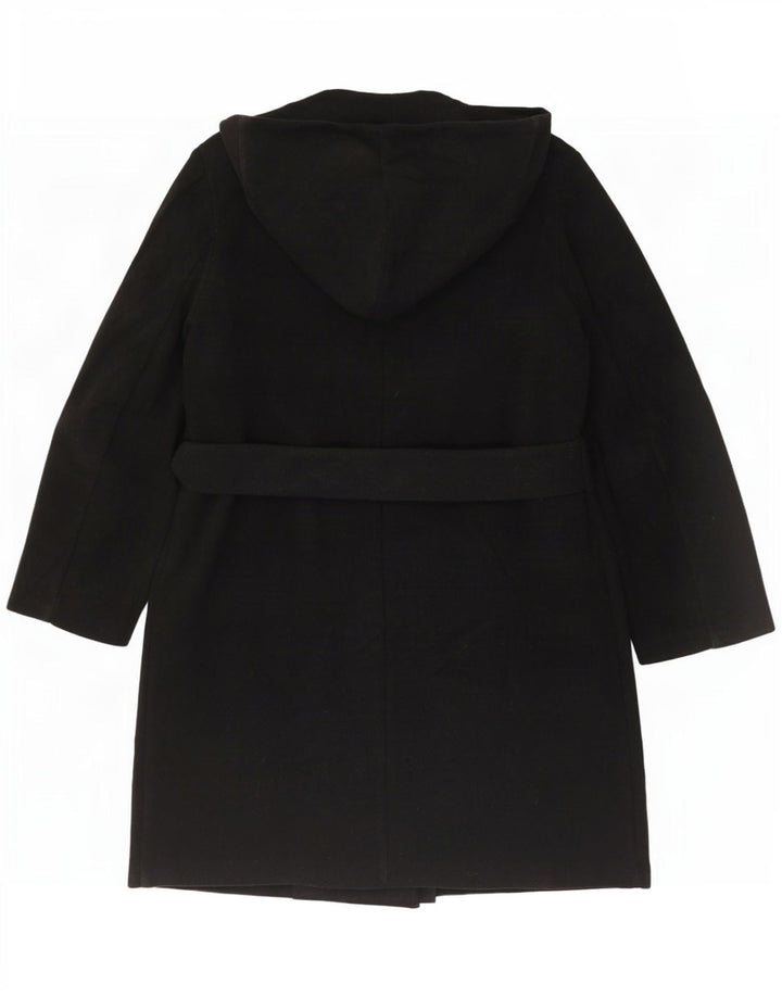 Женское двубортное пальто с капюшоном Zara UK 18 XL, черный полиэстер