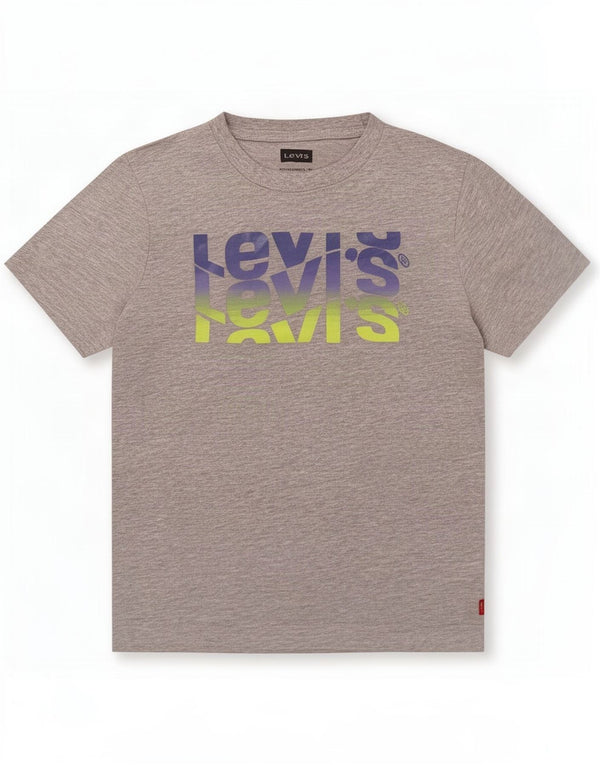 Футболка с рисунком Levi's для мальчиков, 9–10 лет, серый хлопок с крапинками