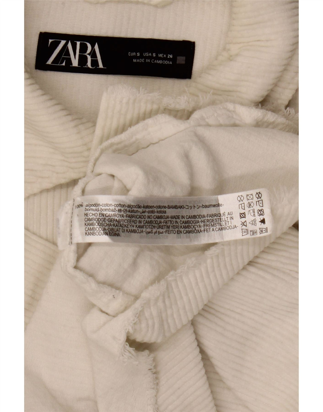 Женская вельветовая куртка оверсайз Zara UK 10, маленький размер, белый хлопок