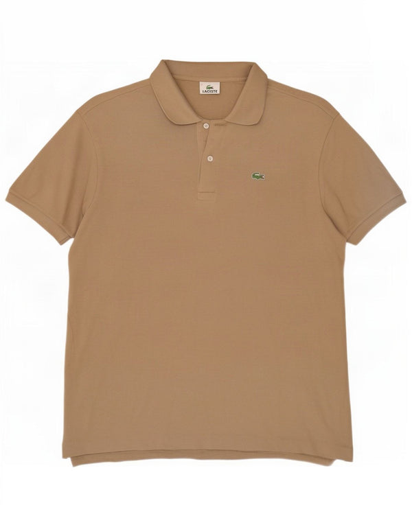 Мужская рубашка-поло стандартного кроя Lacoste, размер 7, 2XL, бежевый хлопок