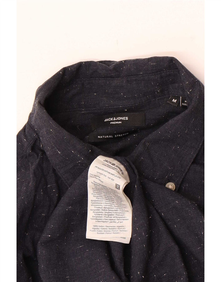 Мужская рубашка Jack & Jones среднего размера, темно-синяя, хлопковая в крапинку