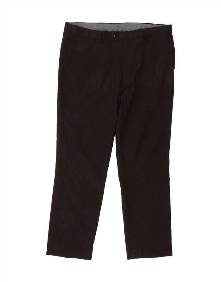 MARKS & SPENCER Mens Straight Suit Trousers W38 L31 Black Polyester Vintage Marks & Spencer and Second-Hand Marks & Spencer from Messina Hembry 