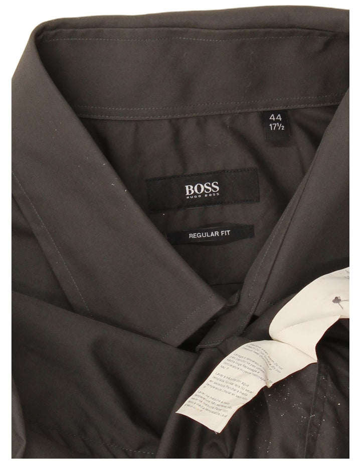 Мужская рубашка стандартного кроя HUGO BOSS, размер 44, 17, 1/2 XL, серая, хлопок