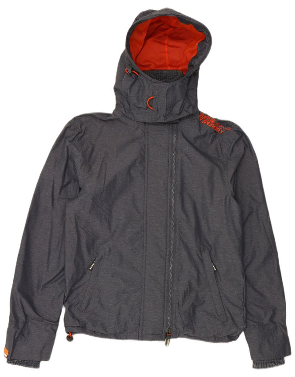 SUPERDRY Мужская ветровка с капюшоном, куртка UK 36, маленький серый нейлон