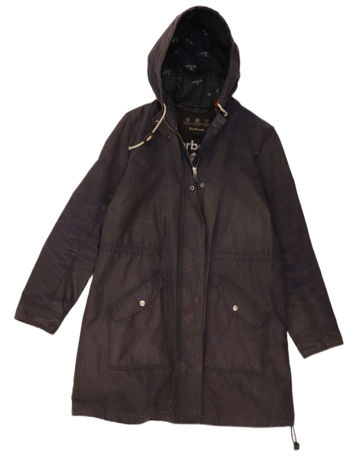 Женская вощеная парка Barbour с капюшоном UK 12, средний темно-синий