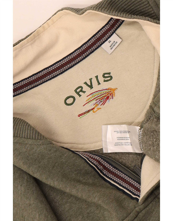 Мужской свитер Orvis с воротником на молнии, XL, хлопок цвета хаки