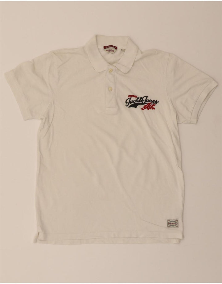 JACK & JONES Mens Polo Shirt Large White Cotton Vintage Jack & Jones and Second-Hand Jack & Jones from Messina Hembry 