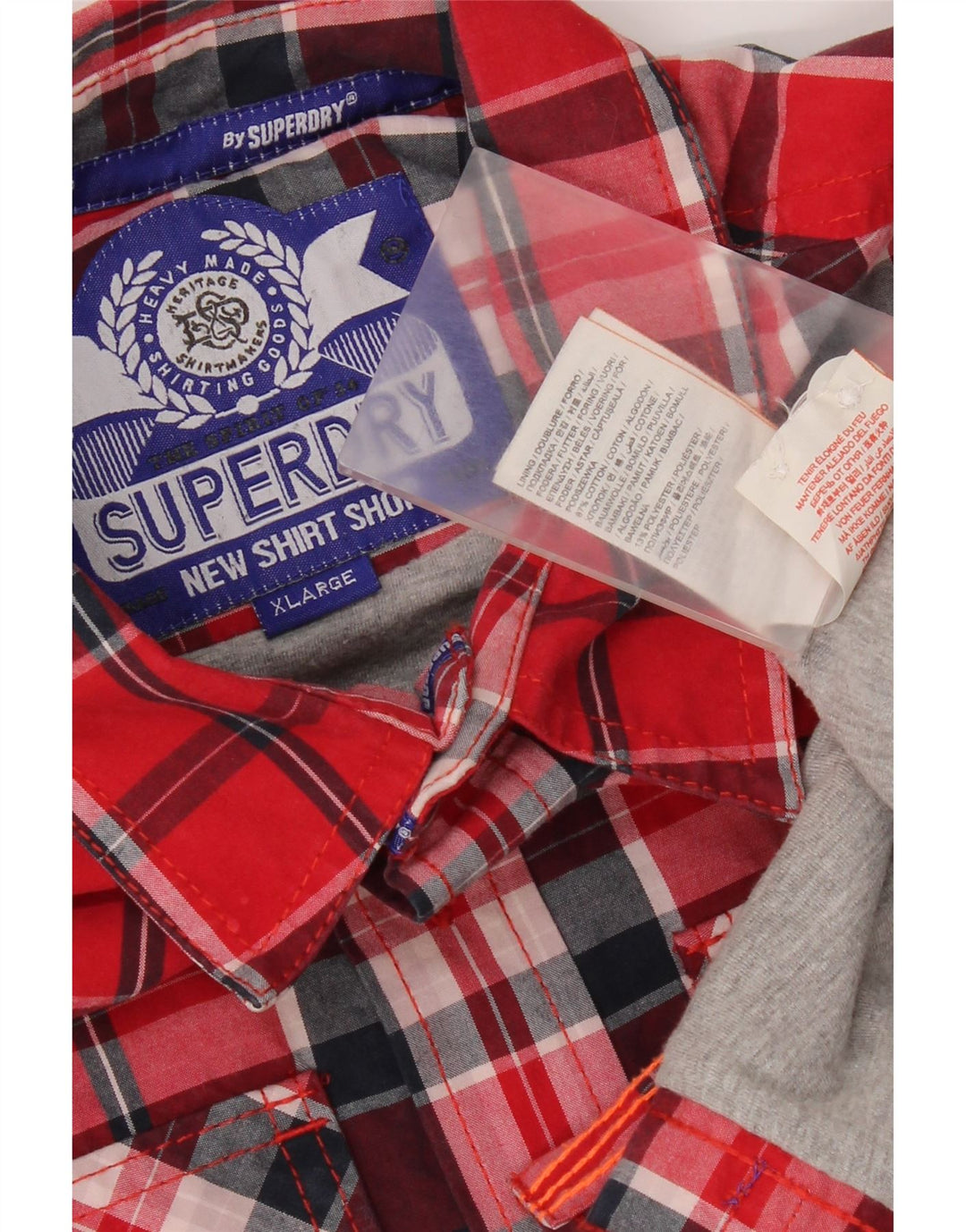 Мужская рубашка Superdry XL в красную клетку из хлопка