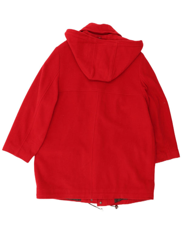 ВИНТАЖНЫЙ женский дафлкот оверсайз с капюшоном, Великобритания 18 XL, красная шерсть