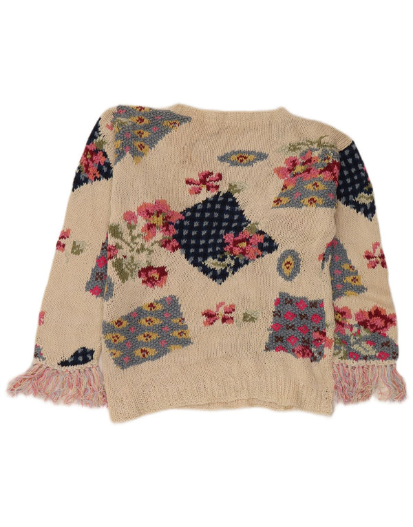 ВИНТАЖНЫЙ женский джемпер с вырезом «лодочка», Великобритания, 18 XL, кремово-белый пэчворк