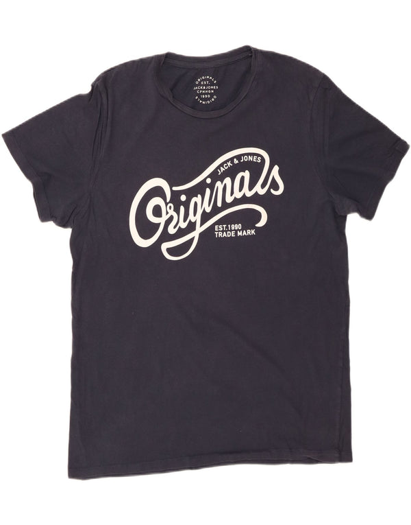 Мужская футболка с рисунком JACK & JONES, топ XL, темно-синий, хлопок