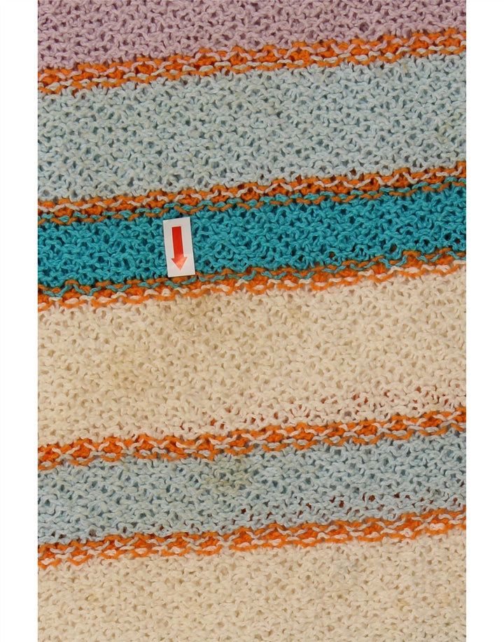 ВИНТАЖНАЯ женская майка-майка UK 14, хлопок в большую разноцветную полоску