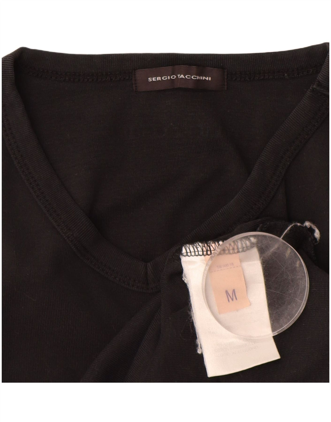 SERGIO TACCHINI Женский топ с длинным рукавом UK 12, средний черный хлопок