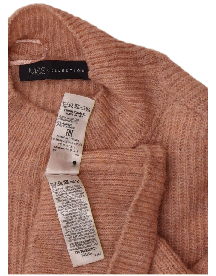 Женский укороченный джемпер с высоким воротником Marks & Spencer UK 12, средний розовый
