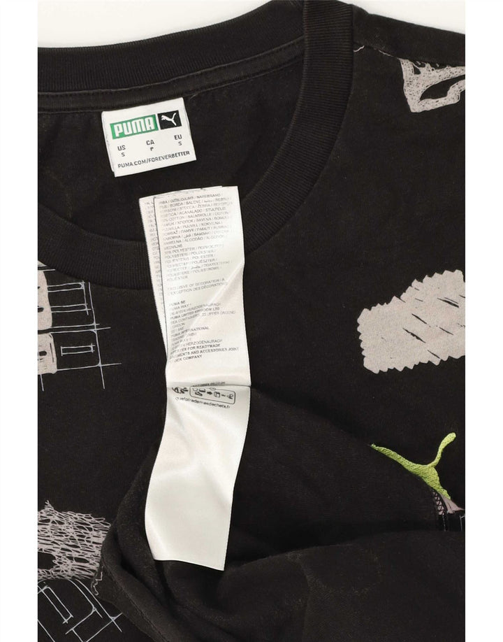 Мужская футболка с рисунком Puma, маленькая, черная, хлопковая