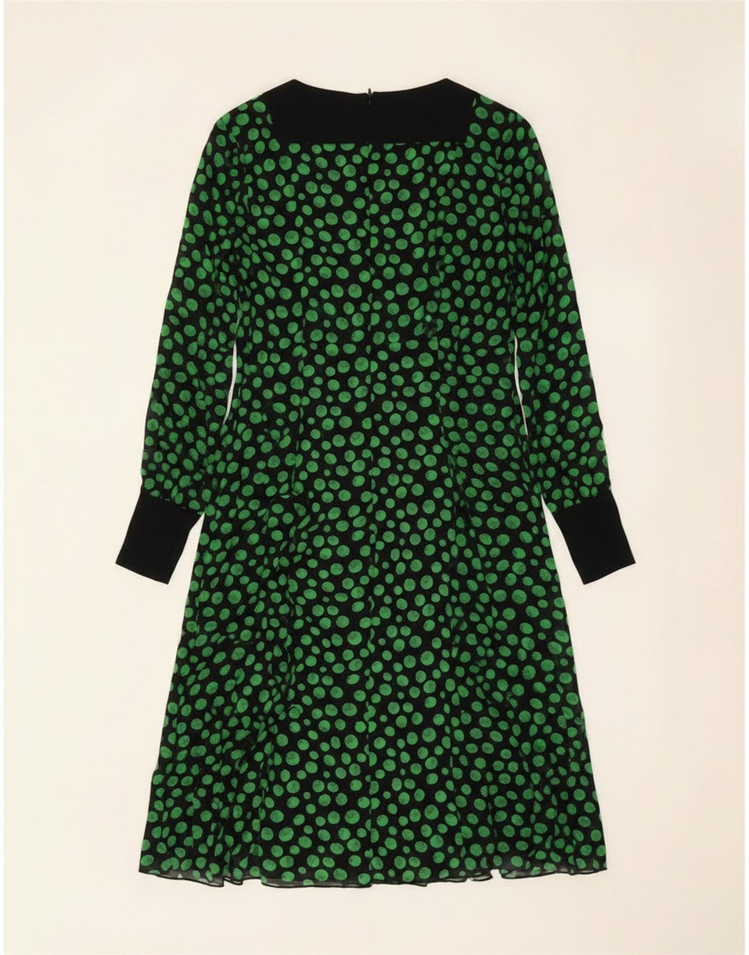 Женское платье-трапеция с длинным рукавом Max Mara Intrend UK 12, средний черный в пятнышко