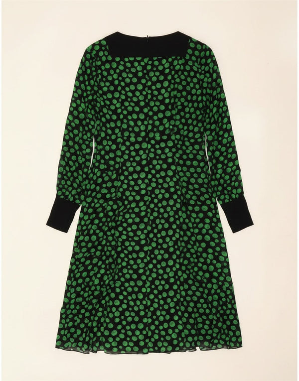 Женское платье-трапеция с длинным рукавом Max Mara Intrend UK 12, средний черный в пятнышко