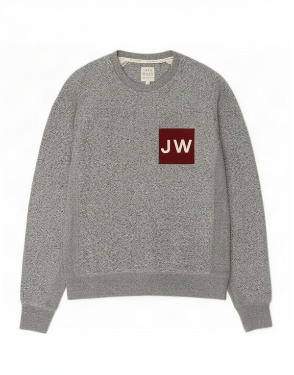 Мужской свитшот с рисунком Jack Wills, маленький серый хлопковый джемпер в крапинку