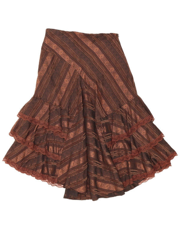Zorbe Женская асимметричная многоярусная юбка EU 38 Medium W30 Коричневая полоска