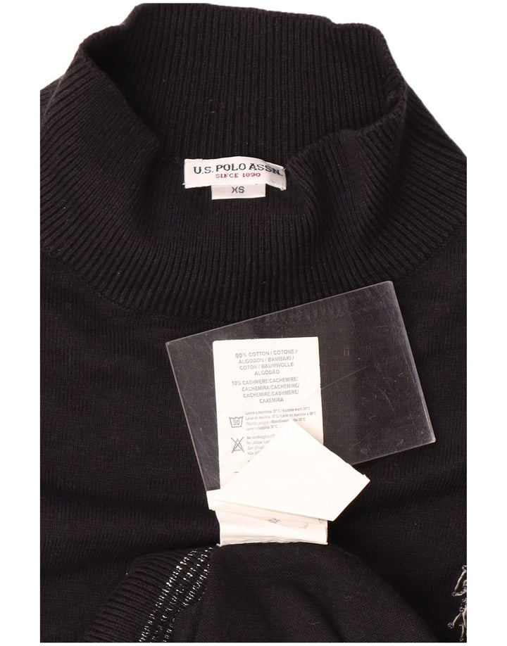 США ПОЛО ASSN. Женский джемпер с высоким воротником UK 6 XS, черный хлопок