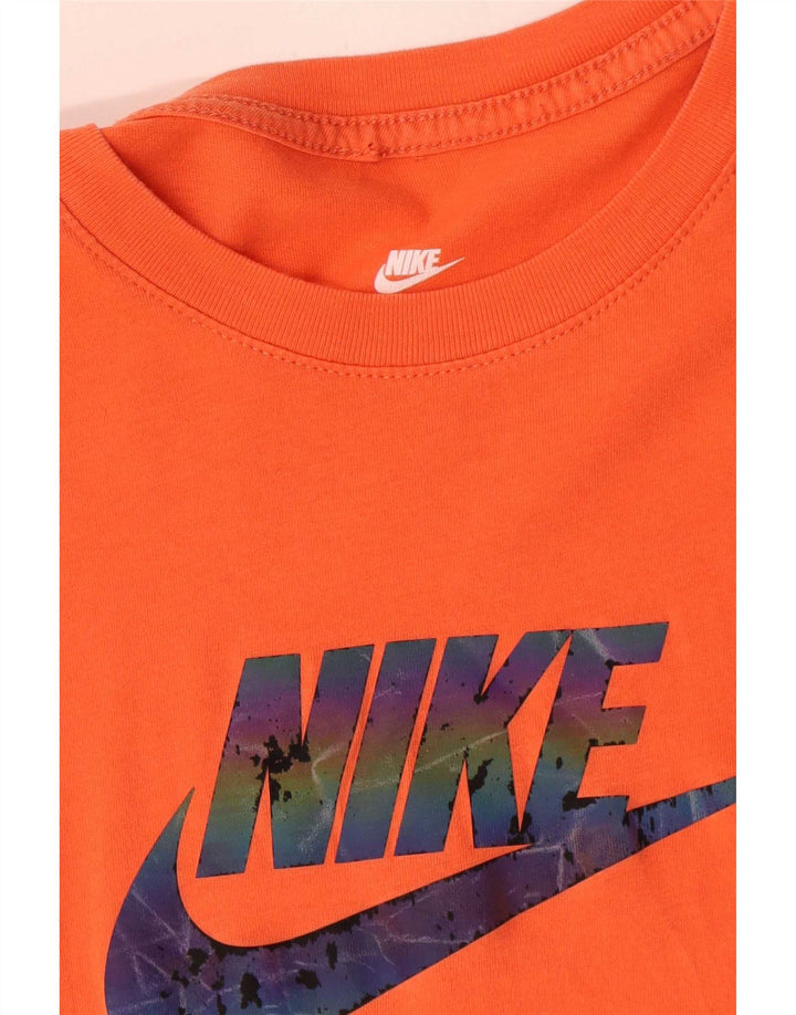 Мужская футболка с рисунком Nike, хлопковый топ среднего оранжевого цвета