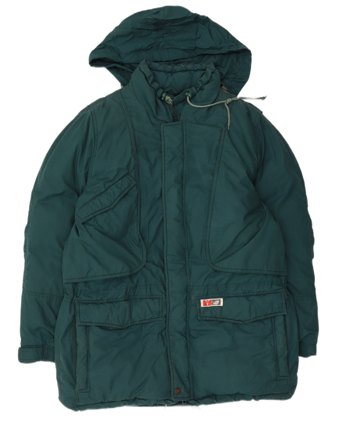 Винтажная мужская утепленная лыжная куртка с капюшоном IT 54 2XL, зеленый полиэстер