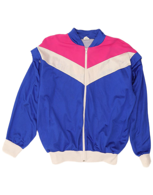 Женский спортивный костюм DANA, верхняя куртка UK 14, большой синий цвет с цветными блоками, 80-е годы