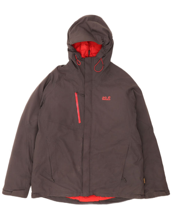 Jack Wolfskin Mens Hooded Padded Ski Jacket UK 48 2XL Grey Polyester Sports