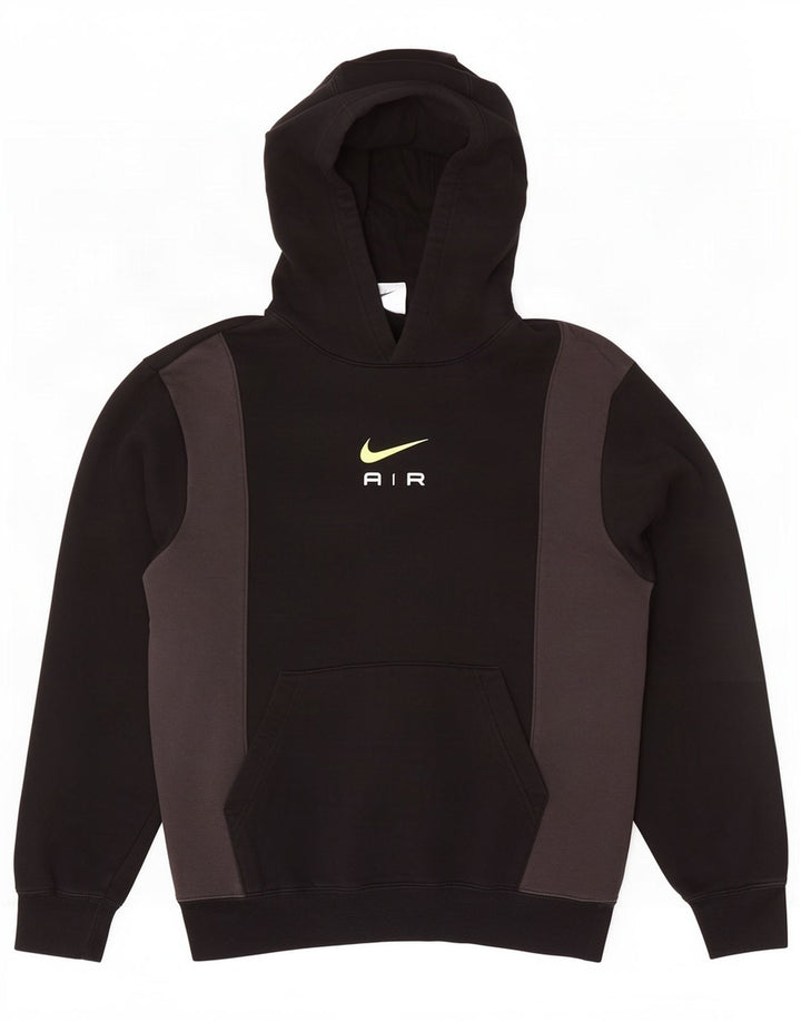 Мужской джемпер с капюшоном Nike, маленький черный, хлопковый с цветными блоками