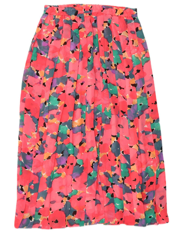 Женская плиссированная юбка-нож LIBRA UK 14 Medium W28 Розовая с цветочным принтом в стиле ретро