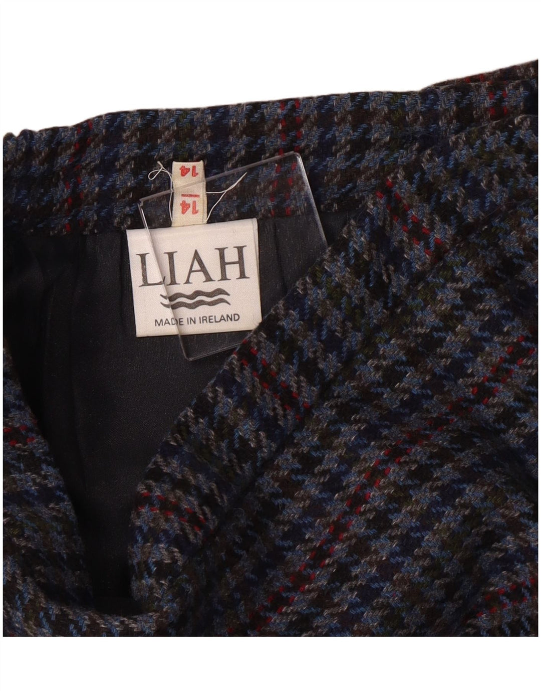 Винтажная женская юбка-карандаш UK 14, средний размер W28, синяя с узором «гусиные лапки»