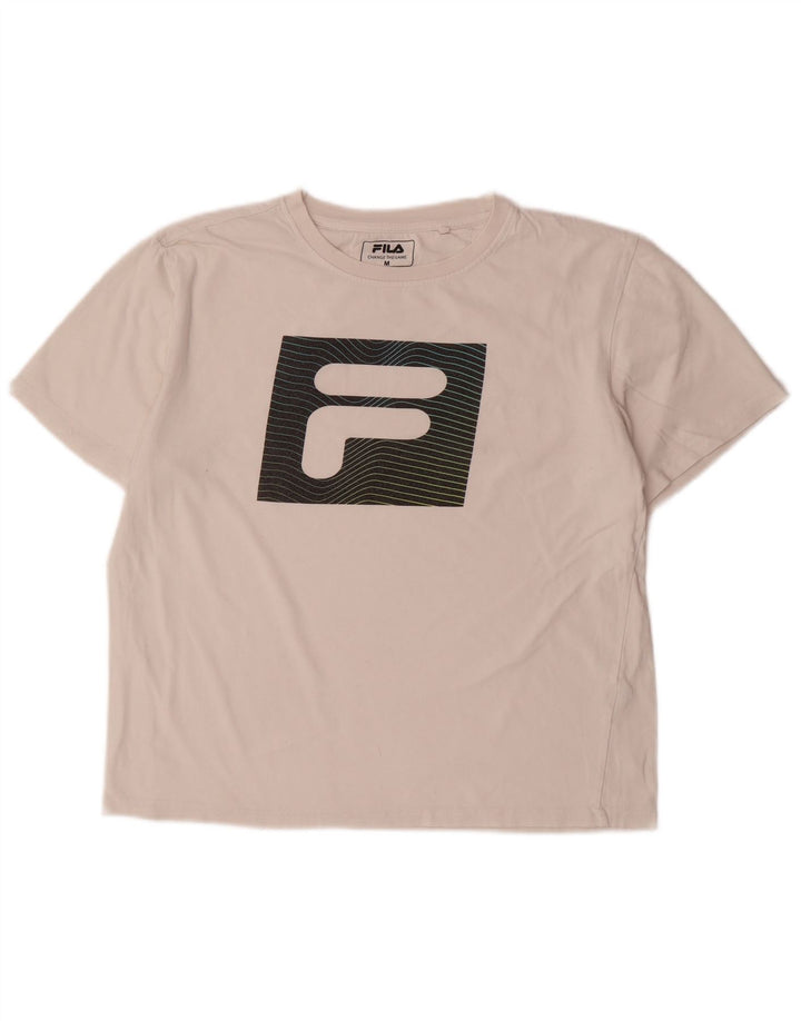 FILA Womens Graphic T-Shirt Top UK 14 Medium White