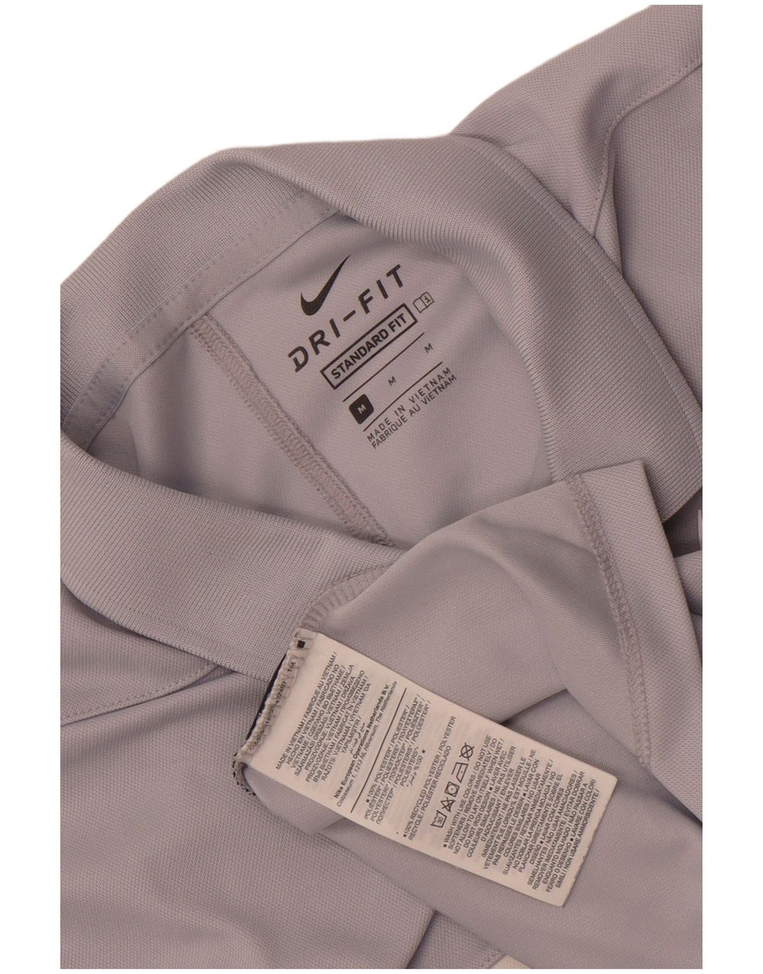 Мужская рубашка-поло стандартного кроя Nike Dri Fit среднего размера, темно-синяя, с цветными блоками