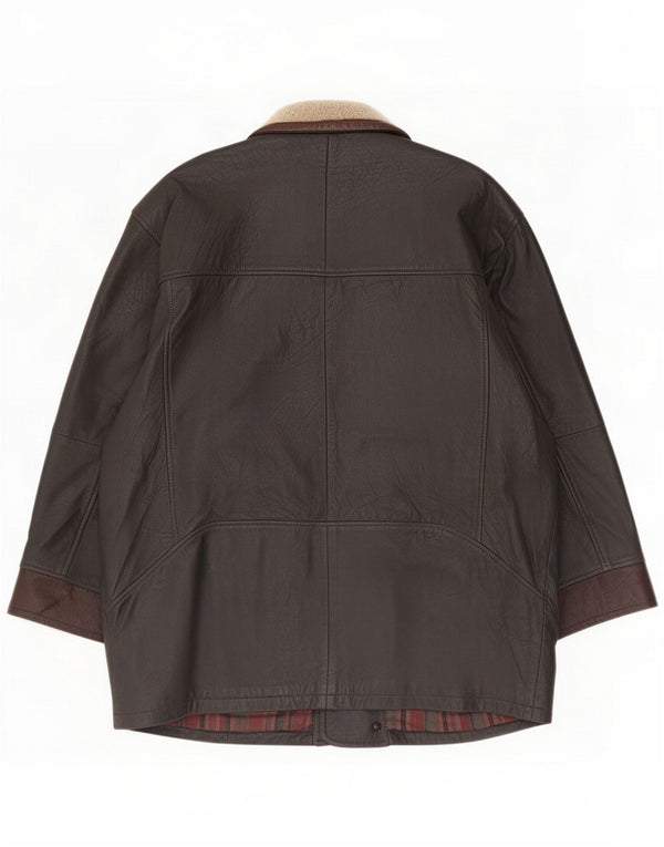 Винтажная мужская кожаная куртка UK 40, большая коричневая цветная блока