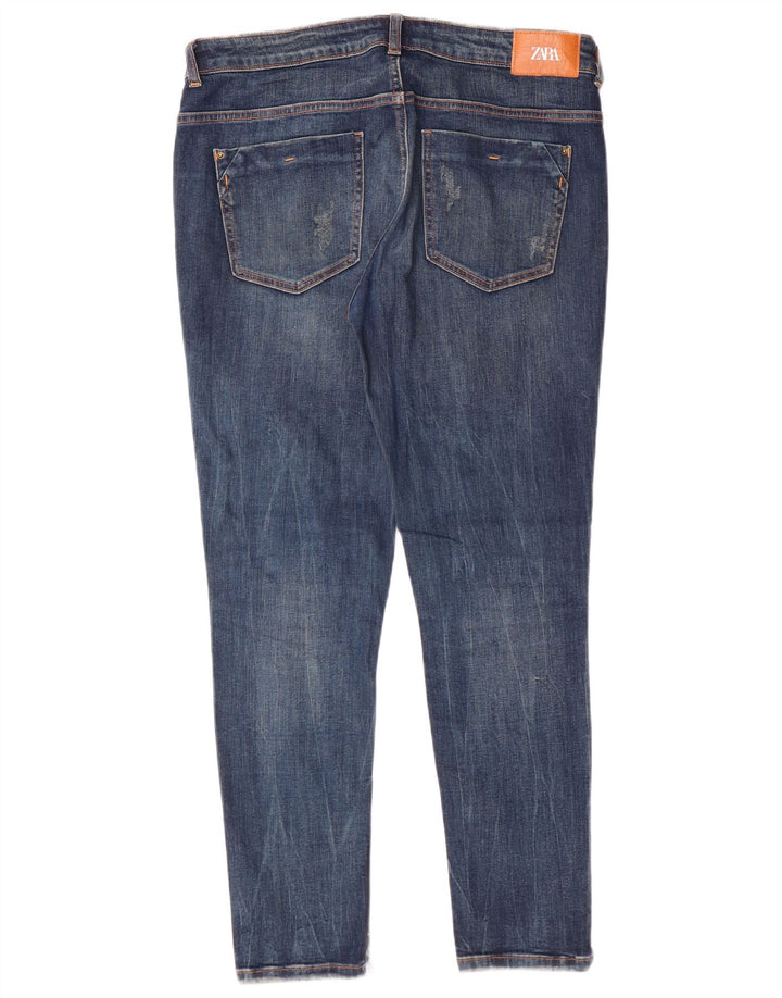 Женские узкие джинсы Zara EU 42, большие W32 L28, синие, хлопковые, классические