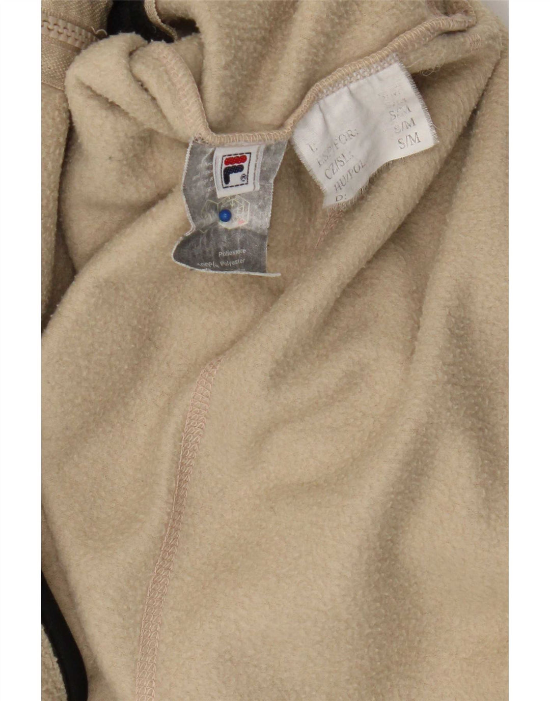 Мужская флисовая куртка Fila UK 36, маленькая, бежевый, полиэстер с цветными блоками