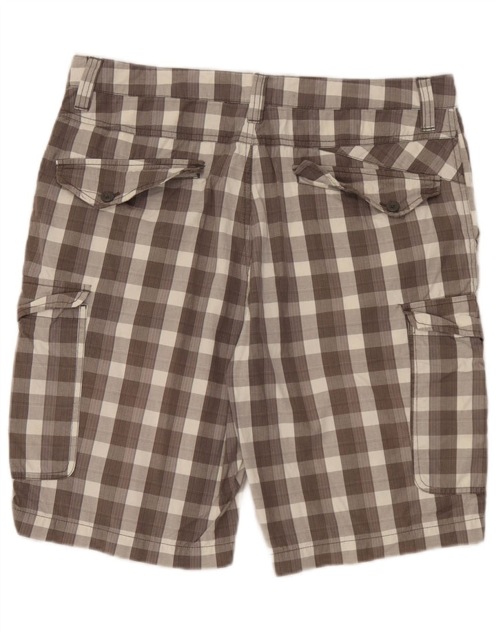 Мужские шорты карго Quiksilver W32, хлопковые, коричневые в клетку среднего размера