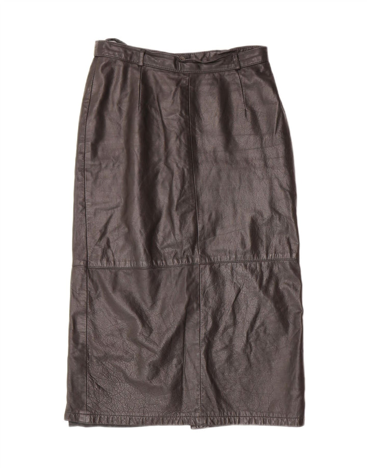 VINTAGE Womens Leather Skirt EU 38 Medium W28  Black Leather Vintage Vintage and Second-Hand Vintage from Messina Hembry 