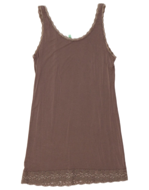 Женское мини-платье-комбинация Benetton UK 6 XS, серое, вискоза