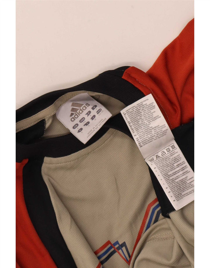 Мужской топ Adidas с рисунком с длинным рукавом, маленький, бежевый, полиэстер с цветными блоками