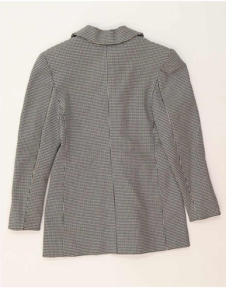 VINTAGE Womens Longline Blazer Jacket UK 12 Medium Black Houndstooth Vintage Vintage and Second-Hand Vintage from Messina Hembry 