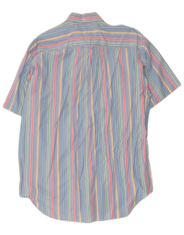Lacoste Mens Short Sleeve Shirt Size 42 Large Multicoloured Striped