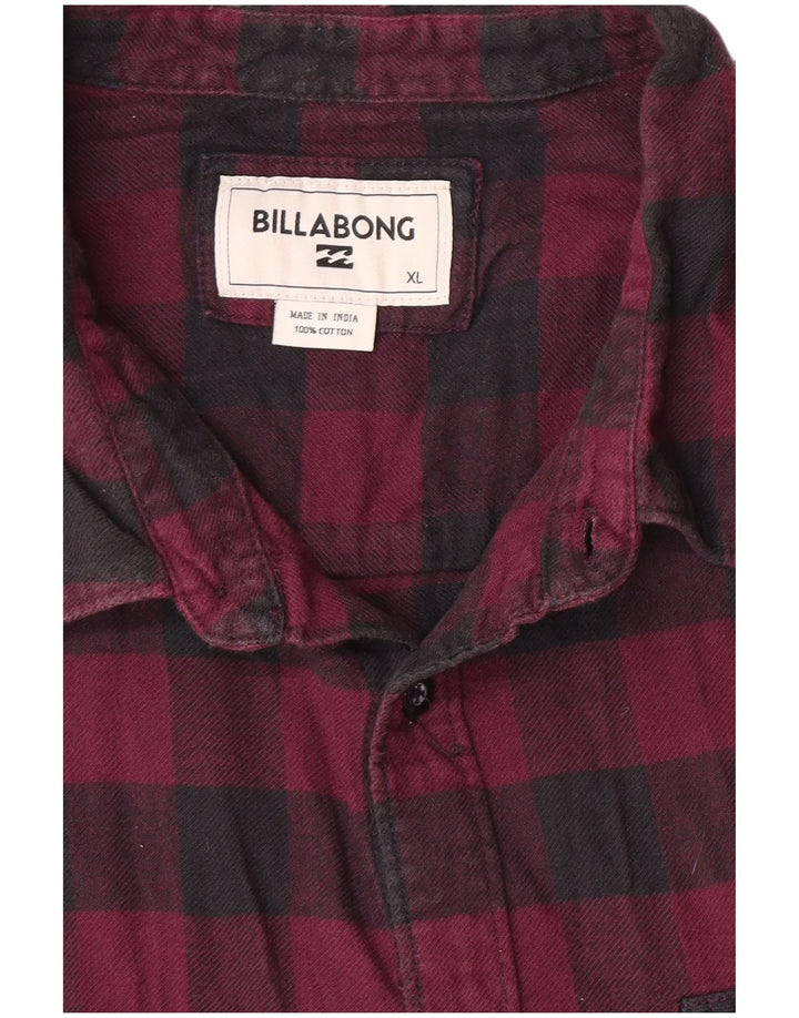 Мужская фланелевая рубашка Billabong XL, темно-бордовая, в мелкую клетку, хлопок