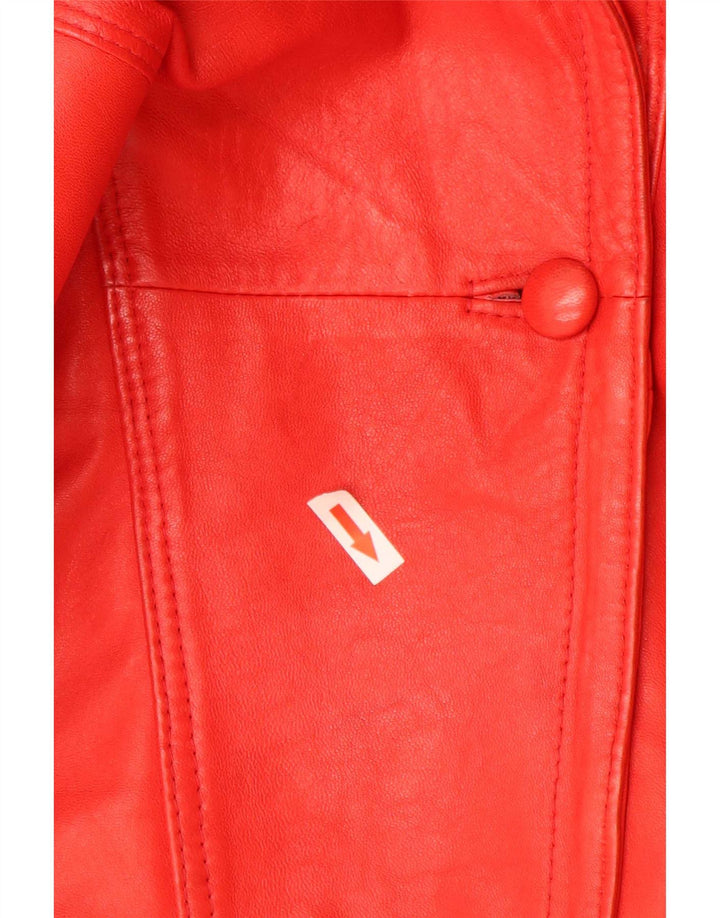 Винтажное женское кожаное пальто оверсайз UK 18 XL, красное