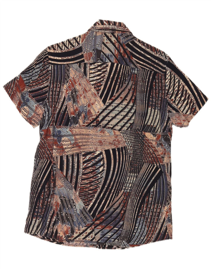 VINTAGE Мужская рубашка с коротким рукавом, маленькая разноцветная полоска