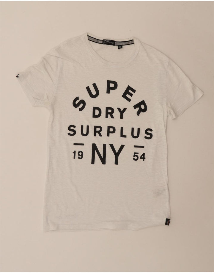 SUPERDRY Мужская футболка с рисунком, топ среднего размера, белый хлопок, хлопок