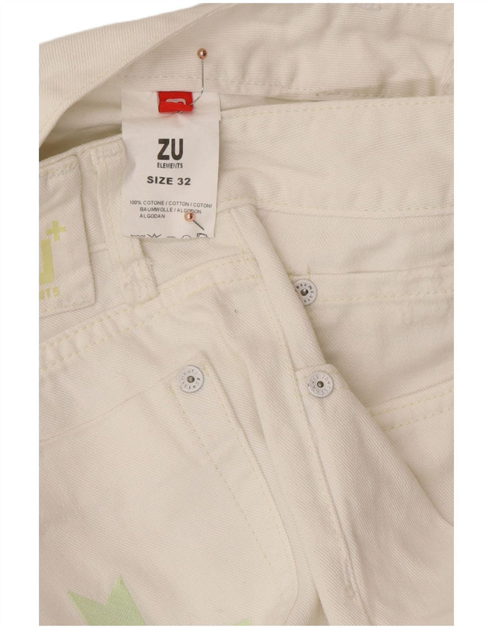 ZU ELEMENTS Женские потертые прямые джинсы W32 L34 Белый хлопок