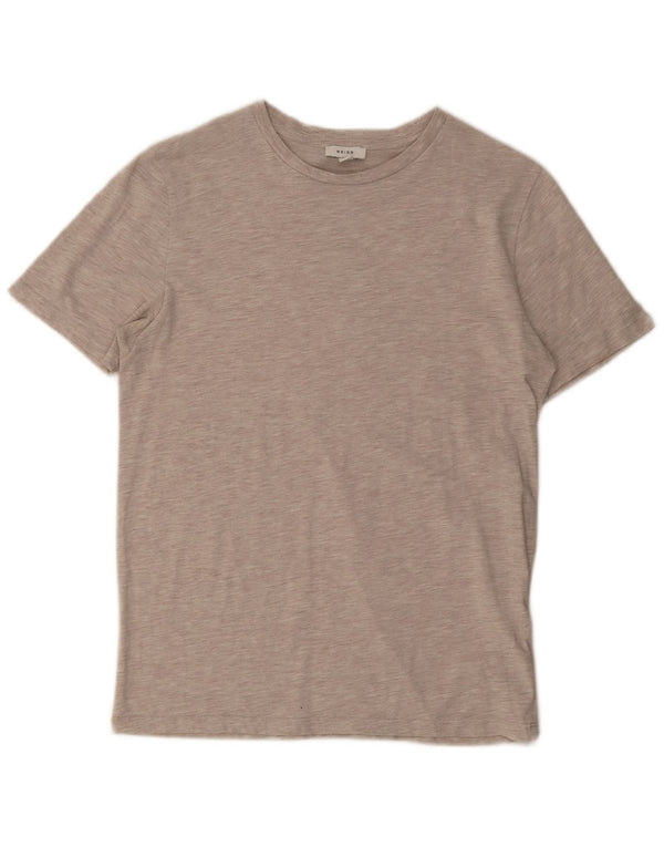 Reiss Womens T-Shirt Top UK 14 Medium Beige Flecked Cotton