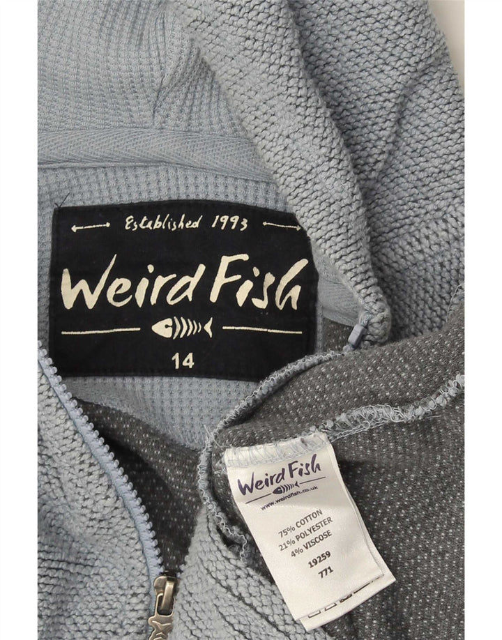 Женский свитер с капюшоном на молнии Weird Fish UK 14, средний синий хлопок